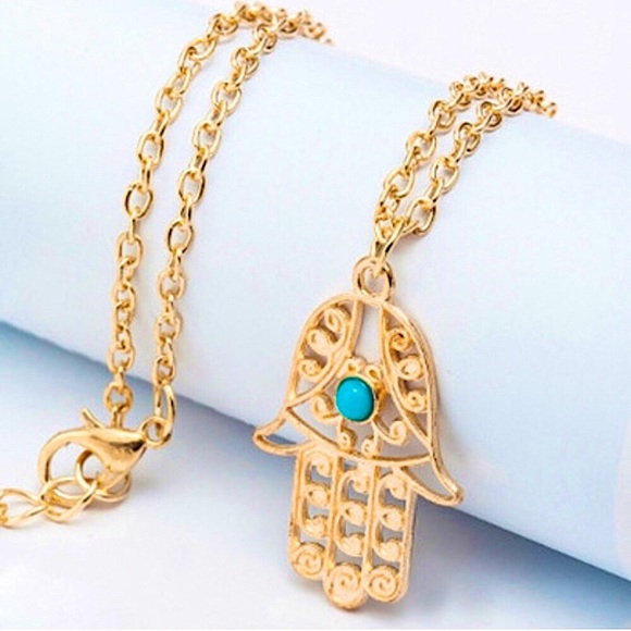 🔴5/$15🔴CLEARANCE Turquoise Hamsa Necklace NEW - Picture 11 of 11